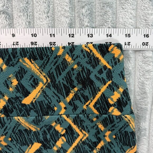 LuLaRoe Skirt Womens L Green Yellow Cassie Straight Midi Geometric Stretch NWT - Picture 5 of 9